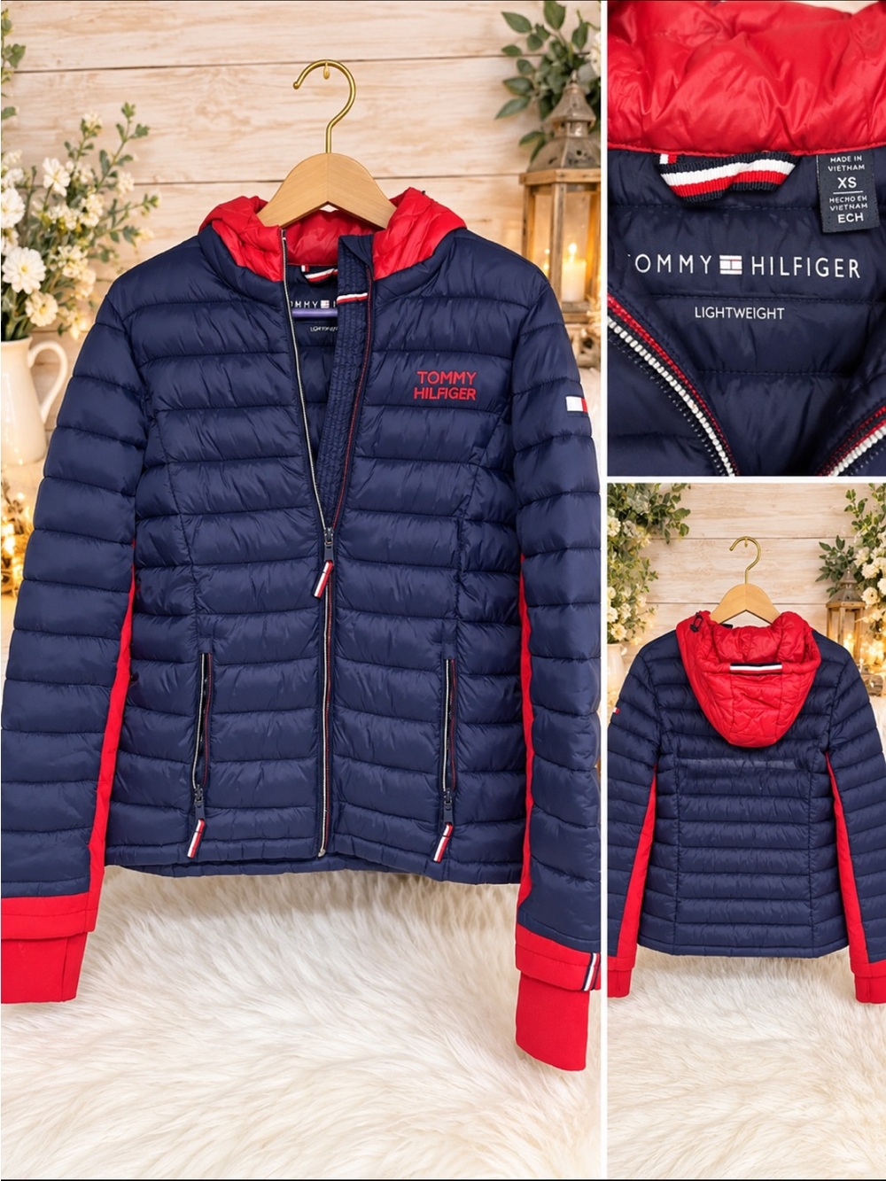 Tommy Hilfiger Kids Navy & Red Quilted Lightweight Puffer Jacket